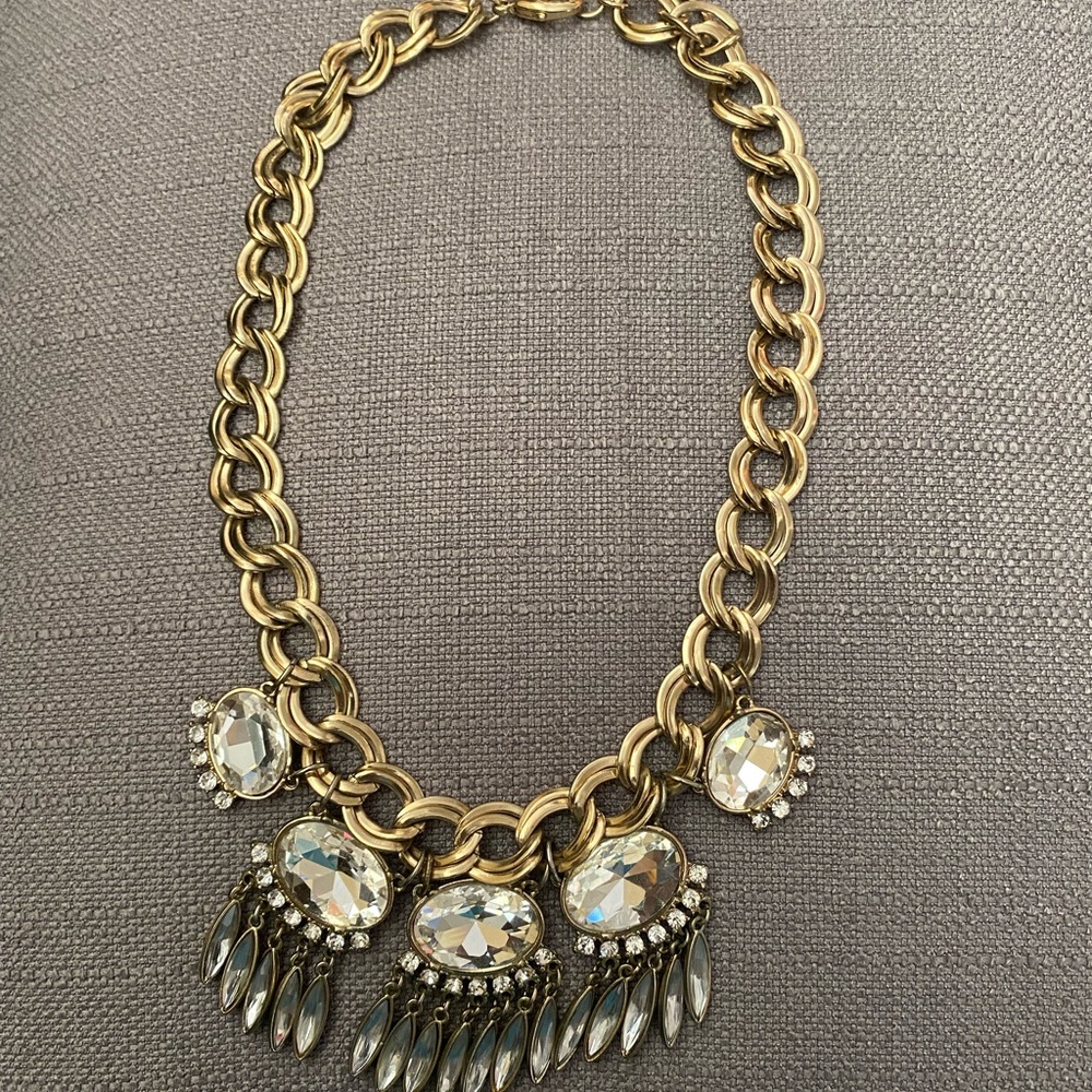 Women’s Statement Decor Necklace Gold & Rhinestone